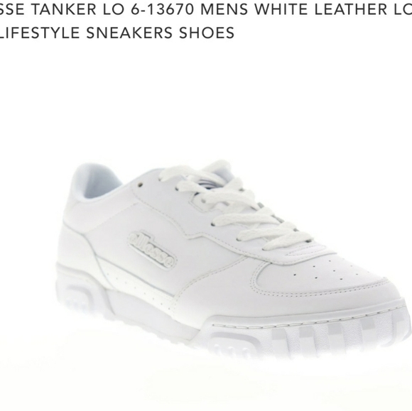 ELLESSE TANKER LO 6-13670 MENS WHITE LEATHER LOW TOP LIFESTYLE SNEAKERS … - Picture 3 of 9